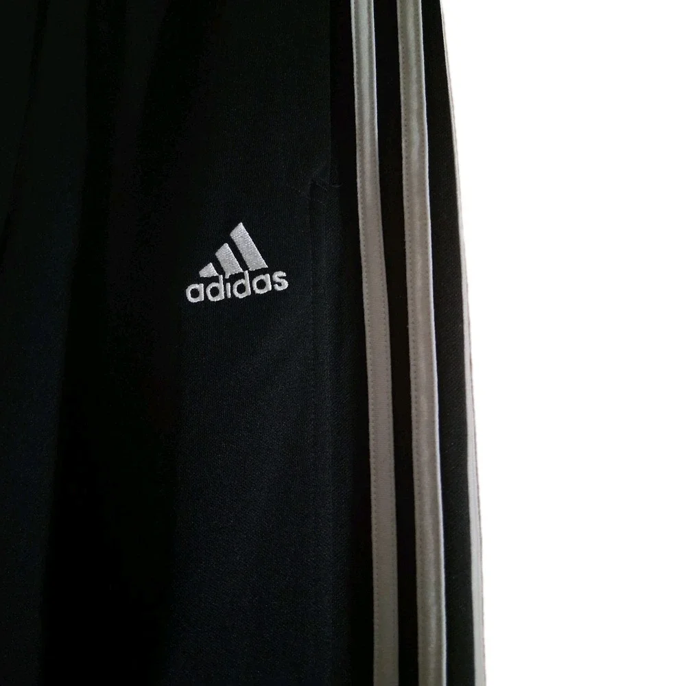 Adidas Men's Size‎ M Tricot Track Pants Black Three White Striped